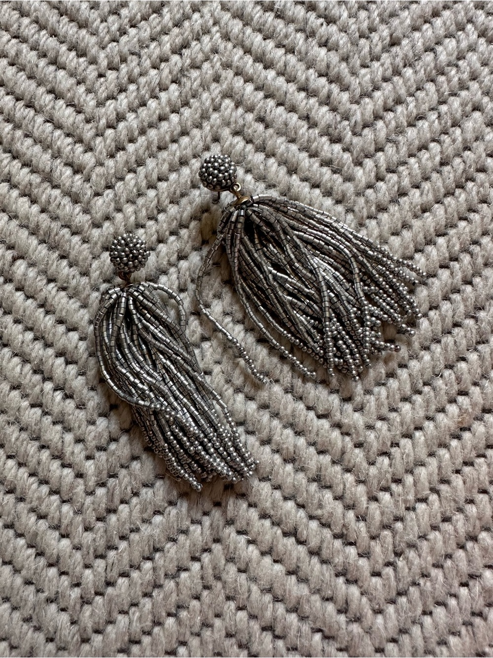 J. Crew Gunmetal Beaded Tassel Drop Earrings